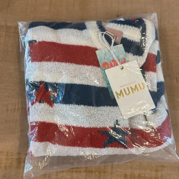 Show Me Your MuMu Go To Sweater Star Spangled Banner Stripe Knit XS NWT NEW - Picture 4 of 5